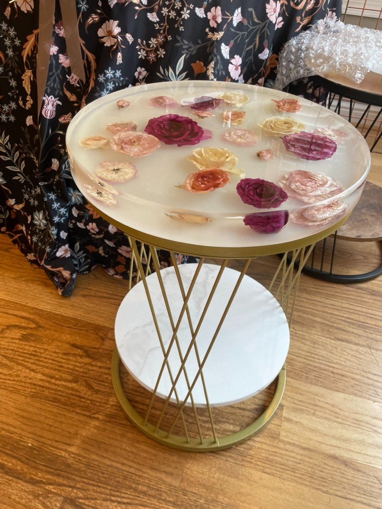 The Round Side Table | White Jasmine Lab - Pittsburgh Flower